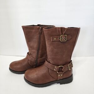 Fabkids Harness Buckle Moto Boot Brown, Little Girl 2, BRAND NEW